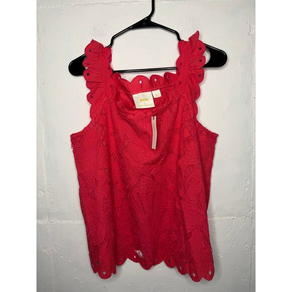Anthropologie Tops - NEW Maeve for Anthropologie Red Coral Eyelet Tank Top Size Medium